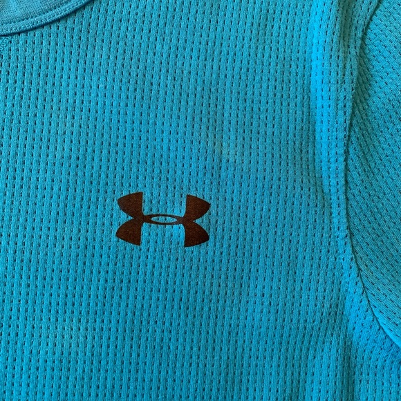 Under Armour Shirt Mens Small Light Blue Waffle Knit Thermal Coldgear Loose - Picture 2 of 7